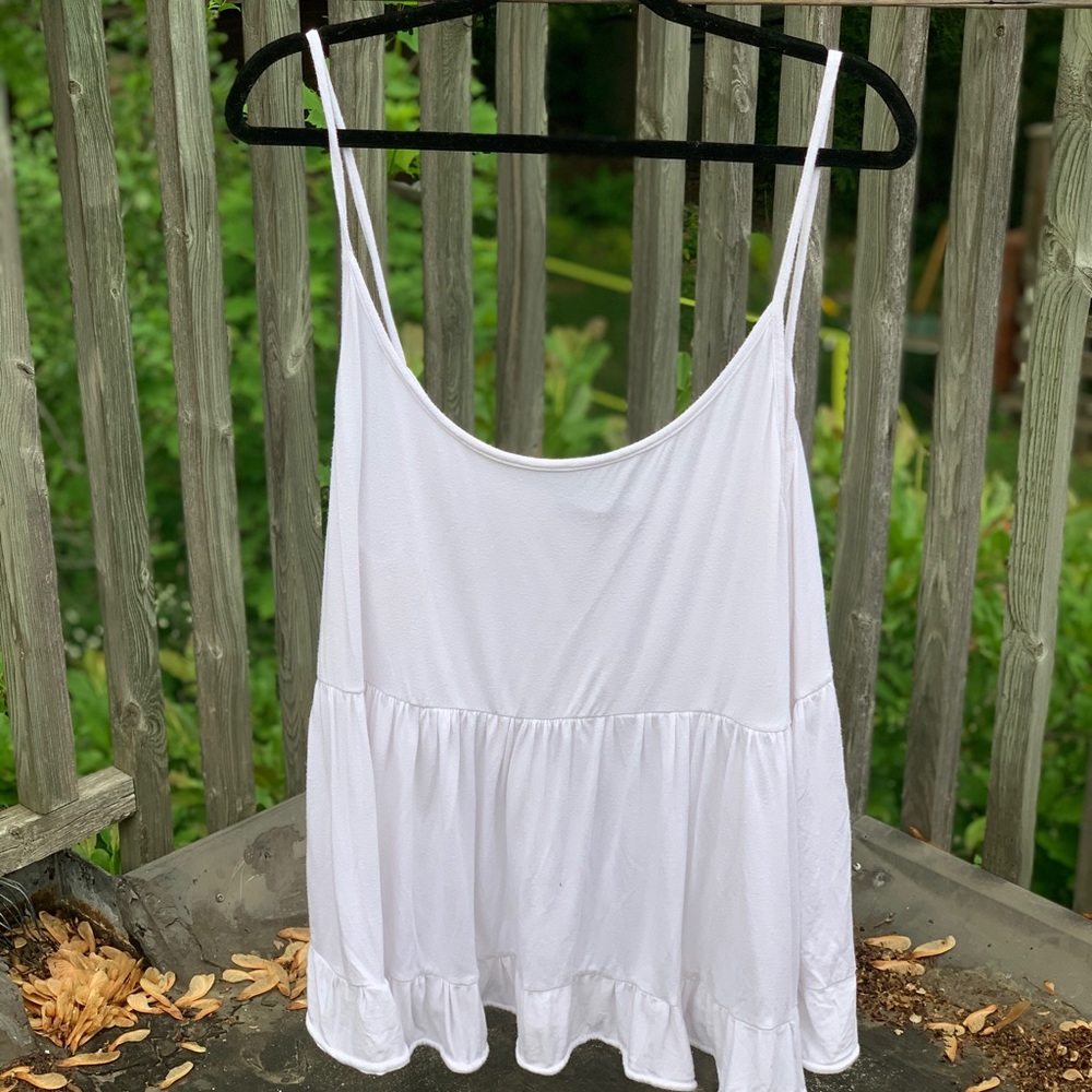 Boohoo White Ruffle Babydoll Cami